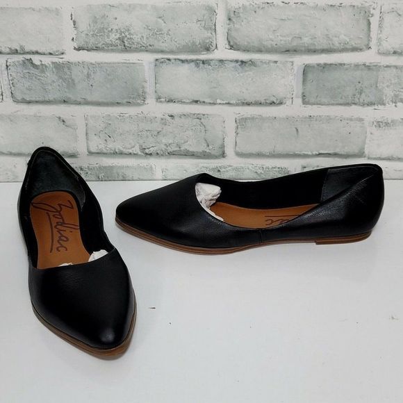 ZODIAC Womens 7 EU37 Black‎ Leather Hill Pointed Toe Slip On Flats - Picture 1 of 9